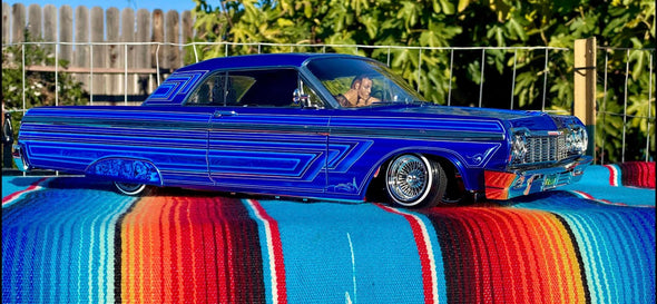 Blue Dead Pres 1/10 Redcat 64 Impala Lowrider Livery Kit - Artist: Steve Barrera