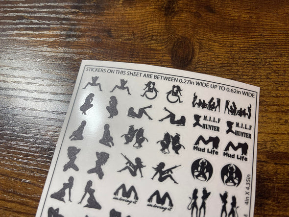Scale RC Sticker Sheet - Girls - Mudflap Girls - 1/18 - 1/6 Scale Options
