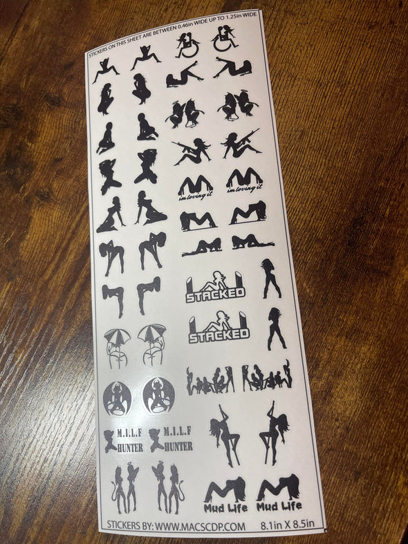Scale RC Sticker Sheet - Girls - Mudflap Girls - 1/18 - 1/6 Scale Options