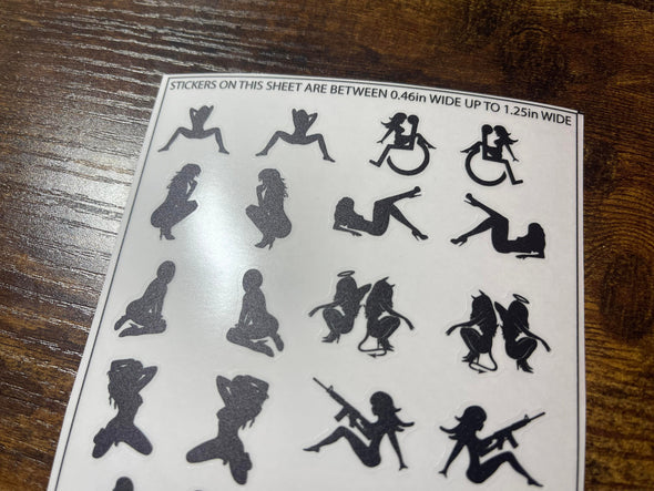 Scale RC Sticker Sheet - Girls - Mudflap Girls - 1/18 - 1/6 Scale Options
