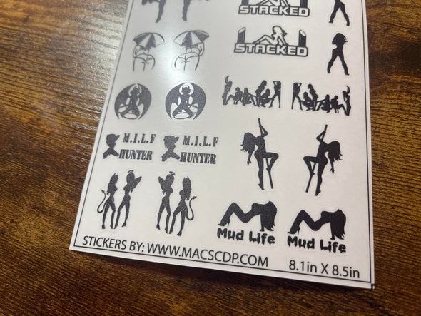 Scale RC Sticker Sheet - Girls - Mudflap Girls - 1/18 - 1/6 Scale Options