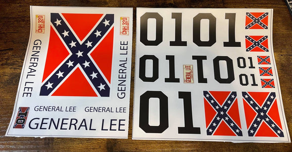 REVERSE PRINTED 1/5 Scale Dukes of Hazzard Decal Kit (On Clear - Not Pre-Cut) For Inside Clear Bodies