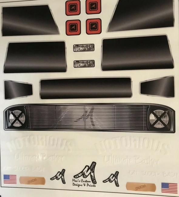 Stickers for Arrma RC Notorious 1/8 Stock or Unbreakable Bodies (NO BODY INCLUDED)