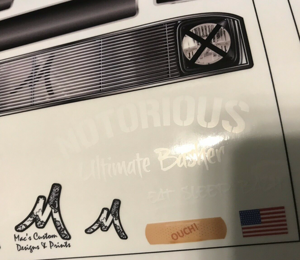 Stickers for Arrma RC Notorious 1/8 Stock or Unbreakable Bodies (NO BODY INCLUDED)