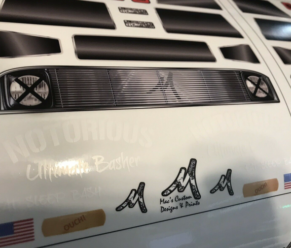 Stickers for Arrma RC Notorious 1/8 Stock or Unbreakable Bodies (NO BODY INCLUDED)