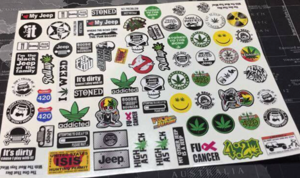 1/18, 1/24 or 1/10 Scaled RC stickers decals - Weed 420 Jeep