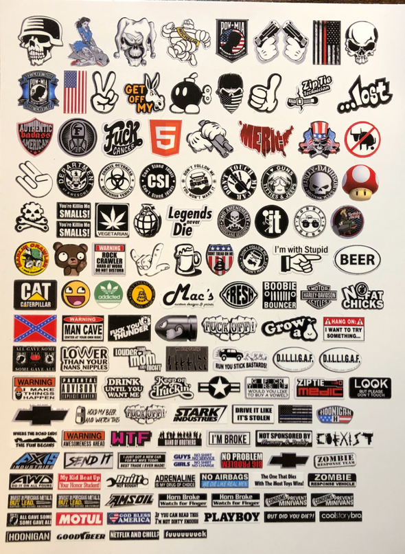 1/24 - 1/18 scale - 137 Scaled RC Sticker Sheet