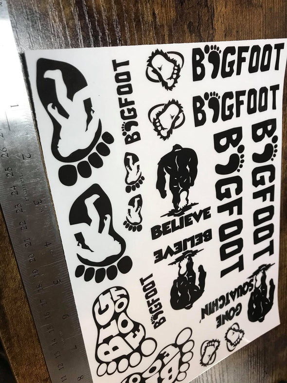 Bigfoot / Sasquatch Decal Kit - Black on Clear (10in wide kit)