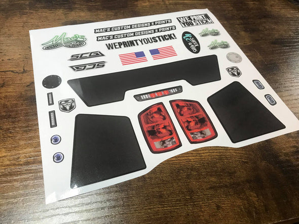 Dodge Unbreakable Body STICKER sheet for Traxxas X-MAXX