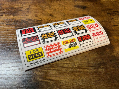 1/24 to 1/8 FOR SALE / FOR RENT RC Scale Decal Sticker Sheet