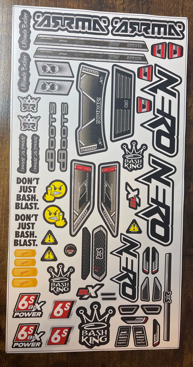 Body Decals (Only) for Arrma 1/8 Nero (Unbreakable body also)