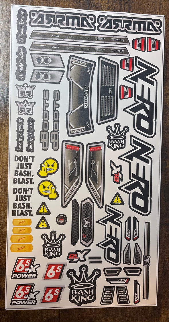 Body Decals (Only) for Arrma 1/8 Nero (Unbreakable body also)