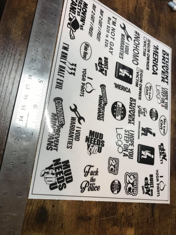 Misc. Decal Kit 001 - Black on Clear (9in wide kit)