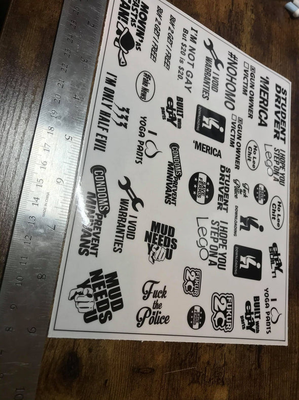 Misc. Decal Kit 001 - Black on Clear (9in wide kit)