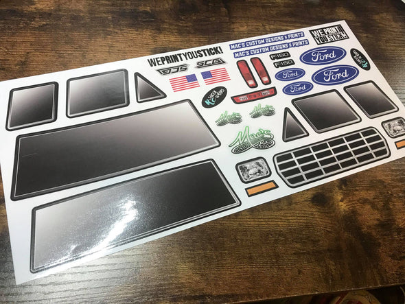 F250 Unbreakable Body STICKER Sheet for Savage Ford F250 body