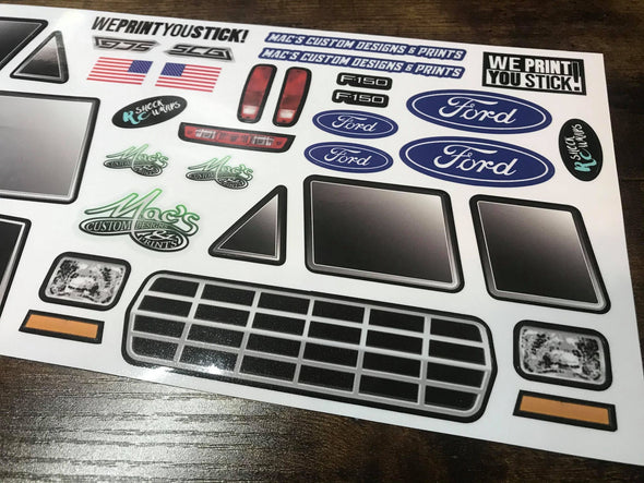 F250 Unbreakable Body STICKER Sheet for Savage Ford F250 body